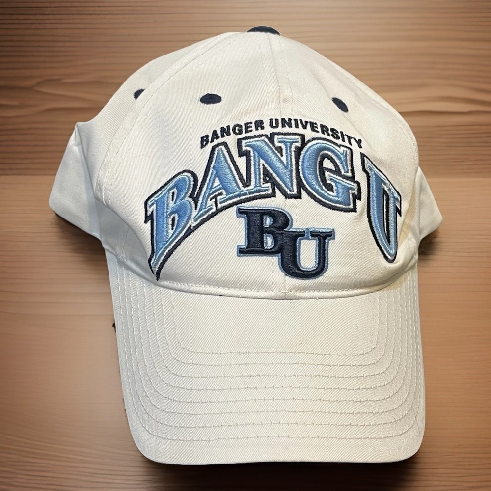 BANG U Banger University Adjustable Hat Cap White Blue Naughty Bangor Funny